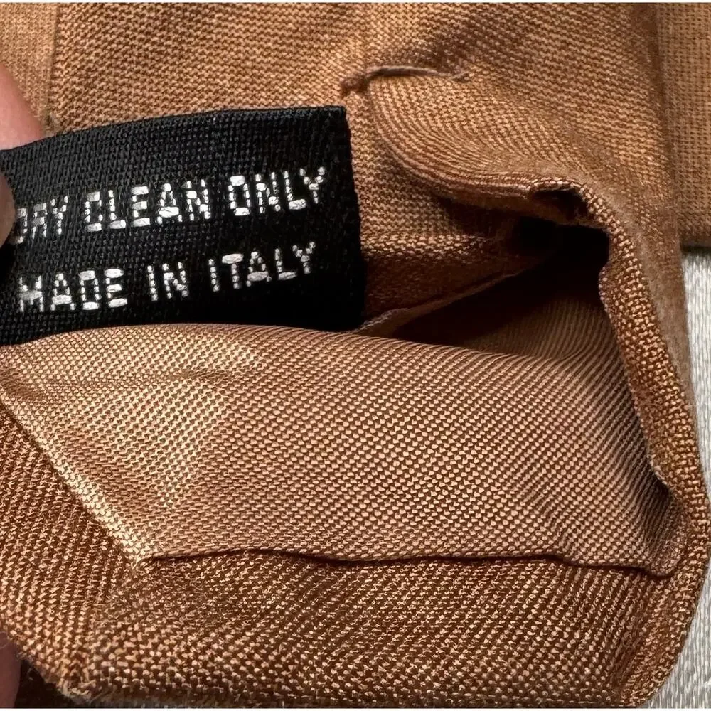 Rubinacci Napoli Camel Brown Tie Made in Italy Silk Viscose Blend 3.75